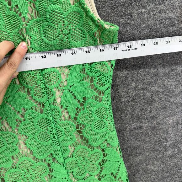 Unbranded Dress Women M Medium Green Floral Crochet Lined Zipper Sheath Midi - Picture 3 of 6